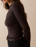Snake Print Jersey High Neck Top
