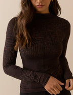 Snake Print Jersey High Neck Top