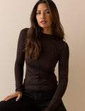 Snake Print Jersey High Neck Top