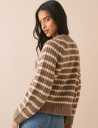 Brown Striped Chunky Knit Jumper
