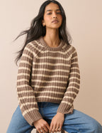 Brown Striped Chunky Knit Jumper