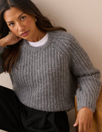 Grey Marl Ribbed Chunky Jumper