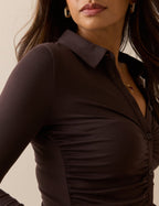 Brown Button Down Modal-Rich Top