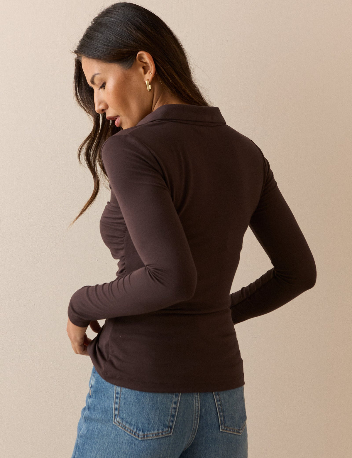 Brown Button Down Modal-Rich Top