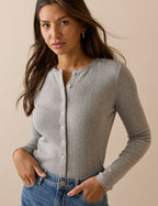 Grey Pointelle Jersey Cardigan