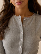 Grey Pointelle Jersey Cardigan