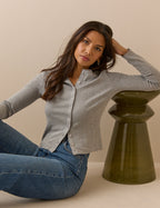 Grey Pointelle Jersey Cardigan