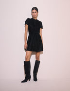Black High Neck Velvet Ivanna Mini Dress