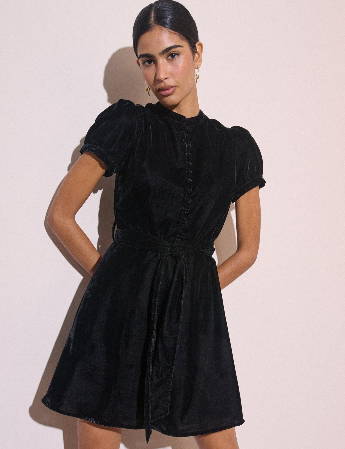 Black High Neck Velvet Ivanna Mini Dress