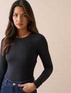 Black Long Sleeve Jersey Bodysuit