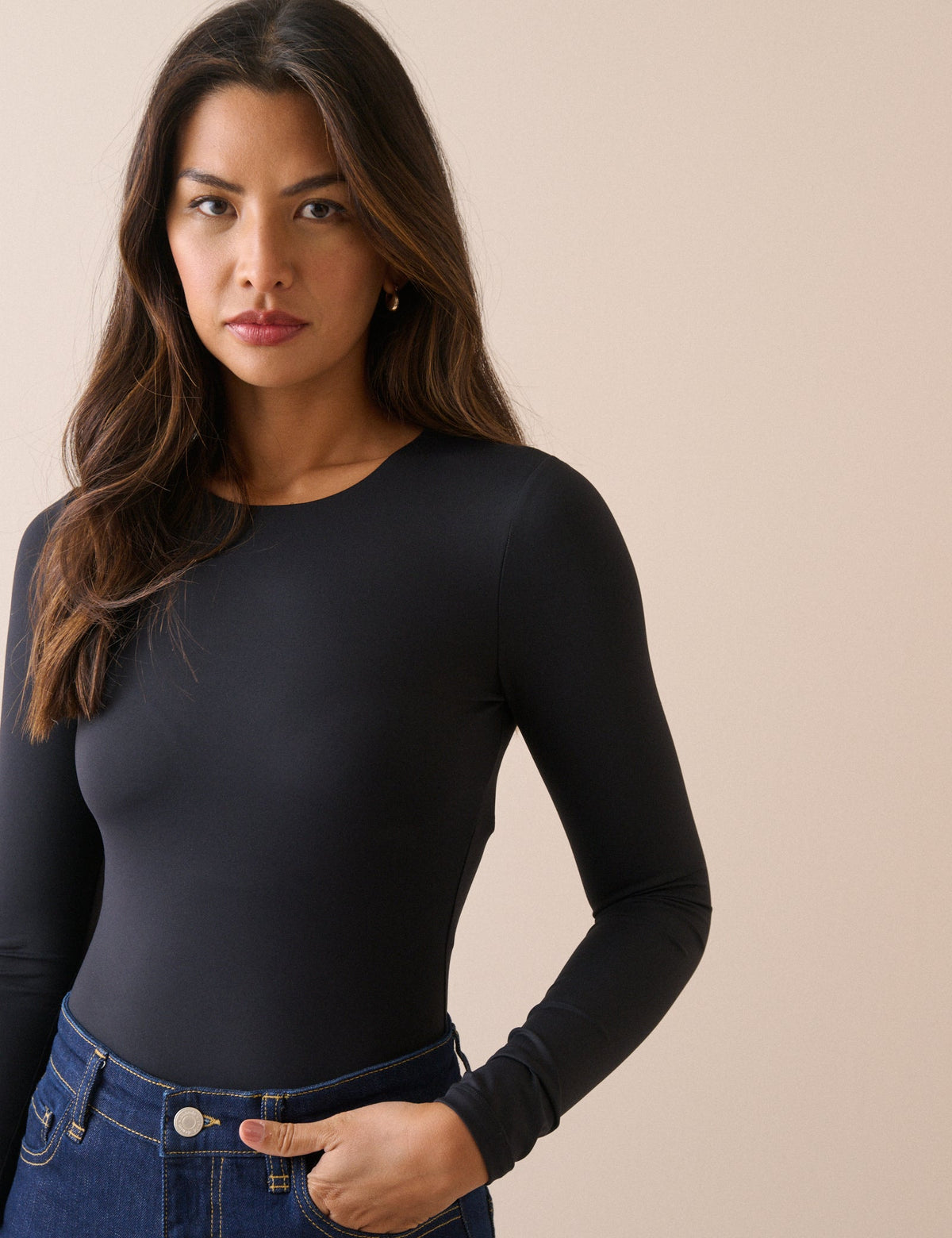 Black Long Sleeve Jersey Bodysuit