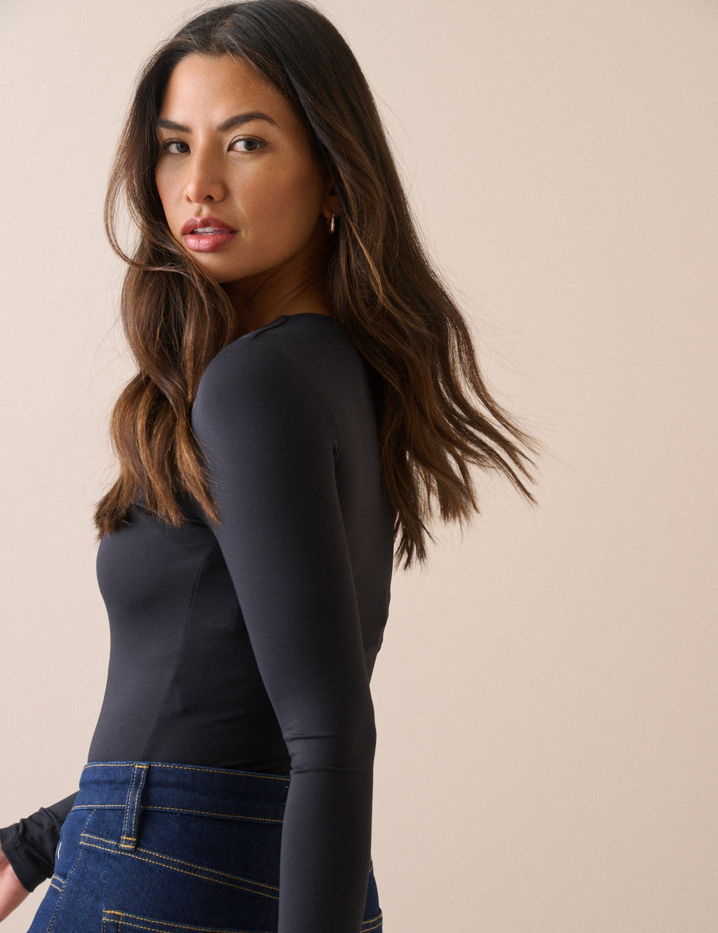 Black Long Sleeve Jersey Bodysuit