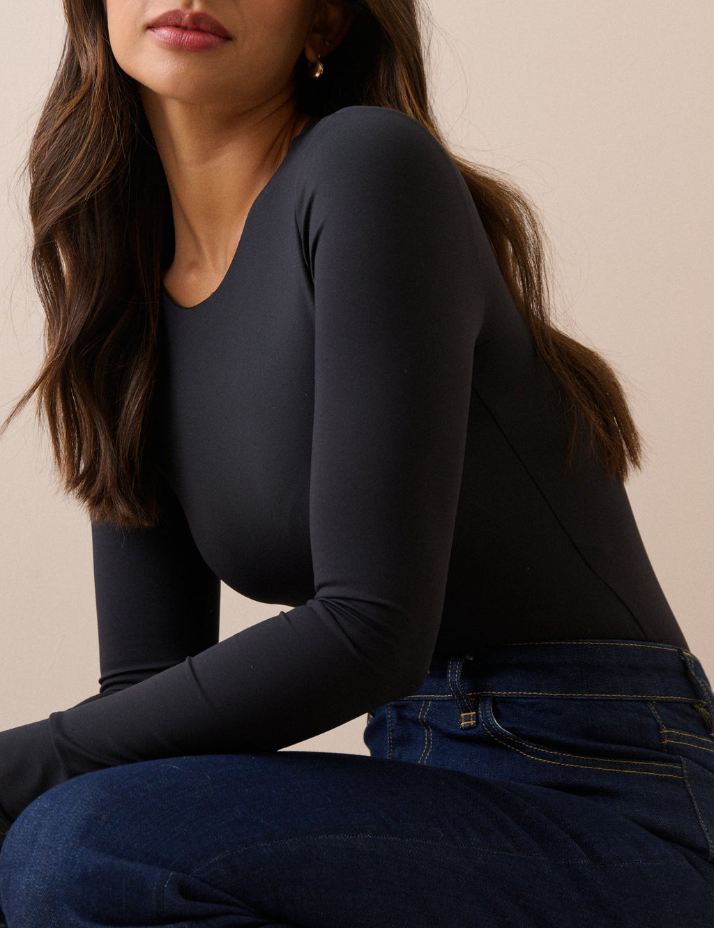 Black Long Sleeve Jersey Bodysuit