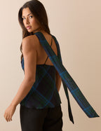 Blue and Green Tartan Cami Top and Scarf