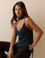 Blue and Green Tartan Cami Top and Scarf