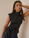 Black Asymmetrical Jersey Top