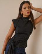 Black Asymmetrical Jersey Top