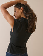 Black Asymmetrical Jersey Top