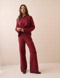 Red Knitted Straight Leg Trousers