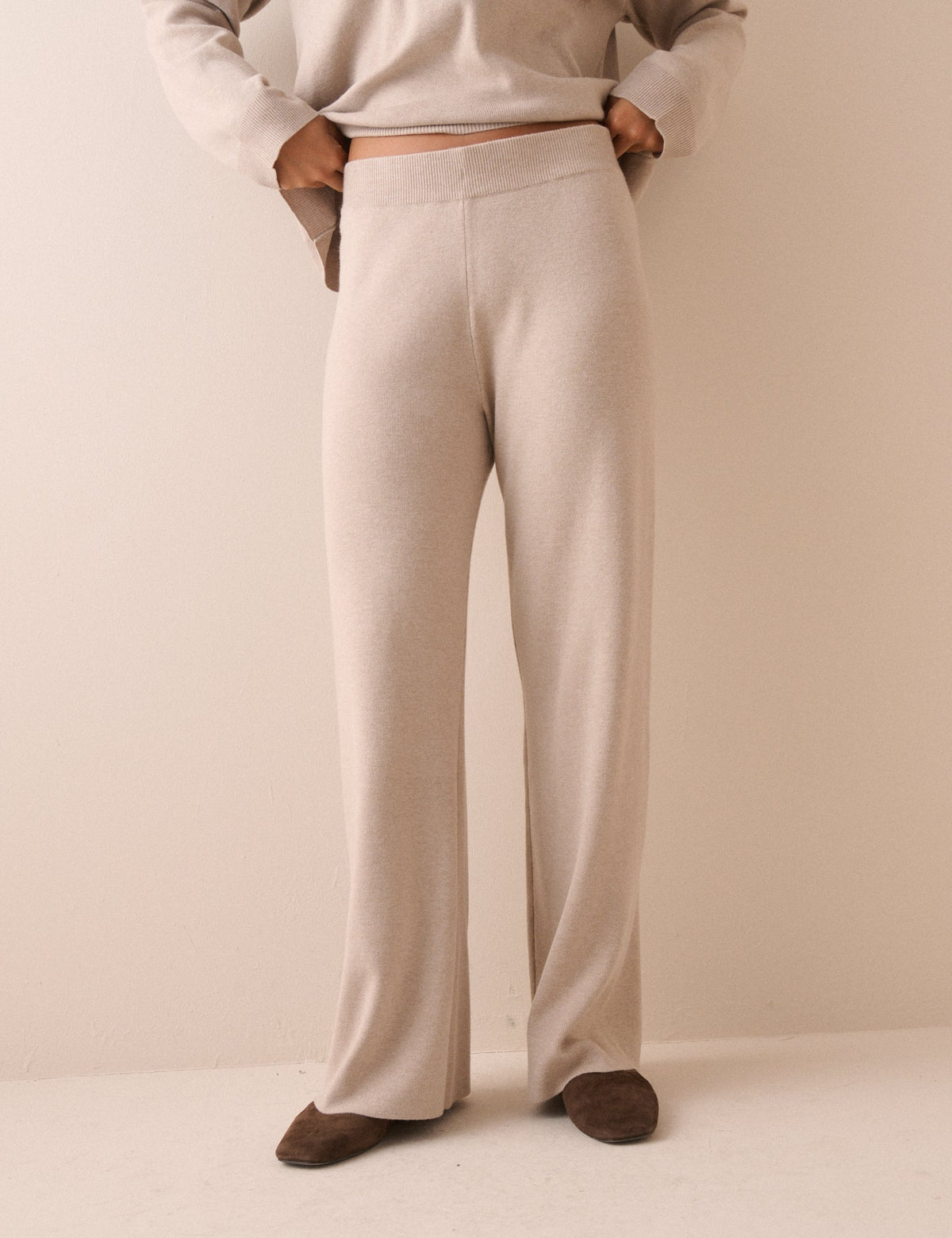 Cream Knitted Lounge Trousers