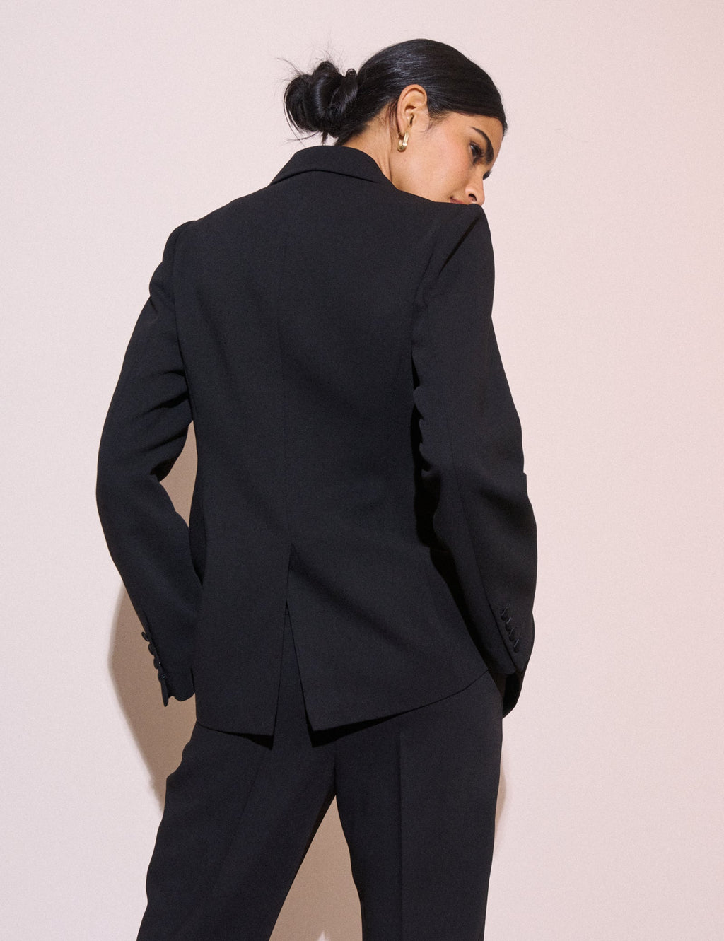Black Satin Lapel Tuxedo Blazer