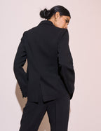 Black Satin Lapel Tuxedo Blazer