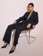 Black Satin Lapel Tuxedo Blazer