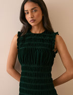 Green Drop Waist Velvet Rana Mini Dress