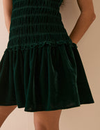 Green Drop Waist Velvet Rana Mini Dress