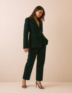 Green Single Breasted Velvet Blazer