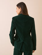 Green Single Breasted Velvet Blazer