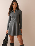 Grey Zip Neck Corey Mini Dress