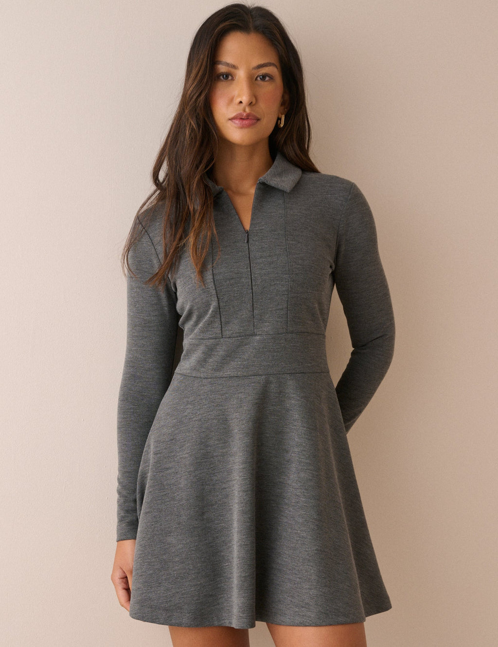 Grey Zip Neck Corey Mini Dress