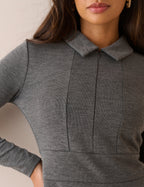 Grey Zip Neck Corey Mini Dress