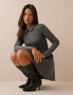 Grey Zip Neck Corey Mini Dress