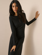 Black Ribbed Bronte Midi Dress