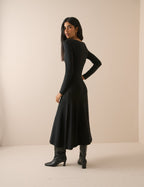 Black Ribbed Bronte Midi Dress