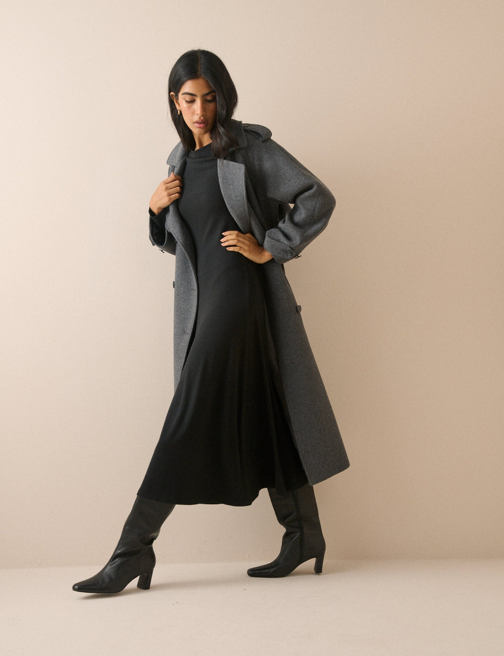 Black Ribbed Bronte Midi Dress