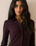 Plum Jersey Collared Annabel Mini Dress