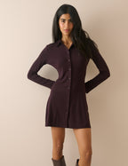Plum Jersey Collared Annabel Mini Dress