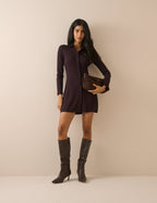 Plum Jersey Collared Annabel Mini Dress