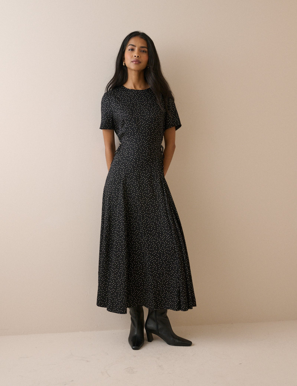 Black and White Polka Dot Gaia Maxi Dress