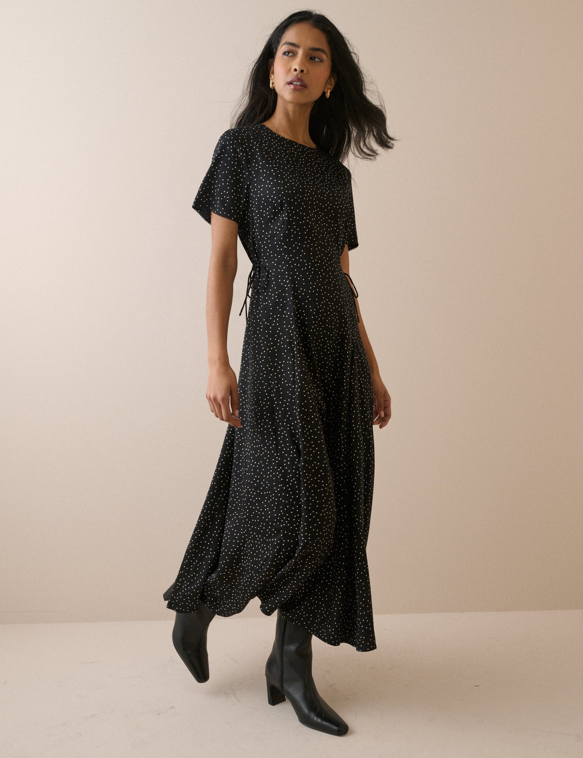 Black and White Polka Dot Gaia Maxi Dress