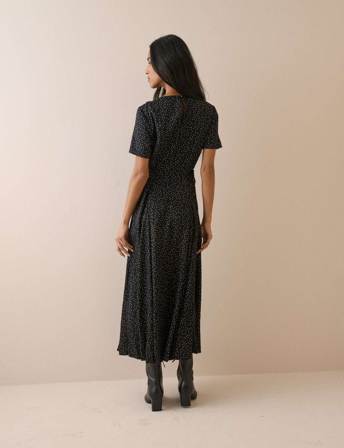Black and White Polka Dot Gaia Maxi Dress