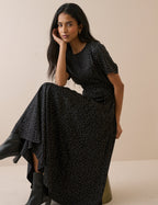 Black and White Polka Dot Gaia Maxi Dress