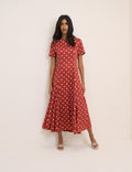 Red Polka Dot Gaia Midi Dress