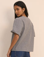 Black and White Gingham Puff Sleeve Isla Top