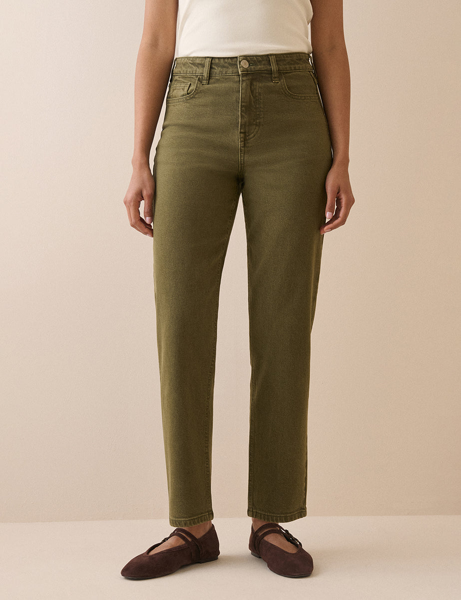 Khaki High Rise Camden Tapered Jeans