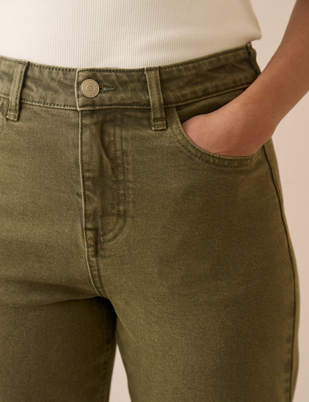 Khaki High Rise Camden Tapered Jeans