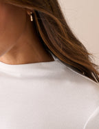 White Rib Jersey Long Sleeve Top